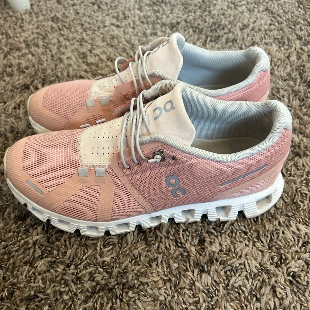 Pink on cloud shoes
